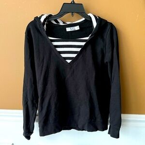 N.Y.L New York Laundry Hooded Striped Sweatshirt Size Medium
